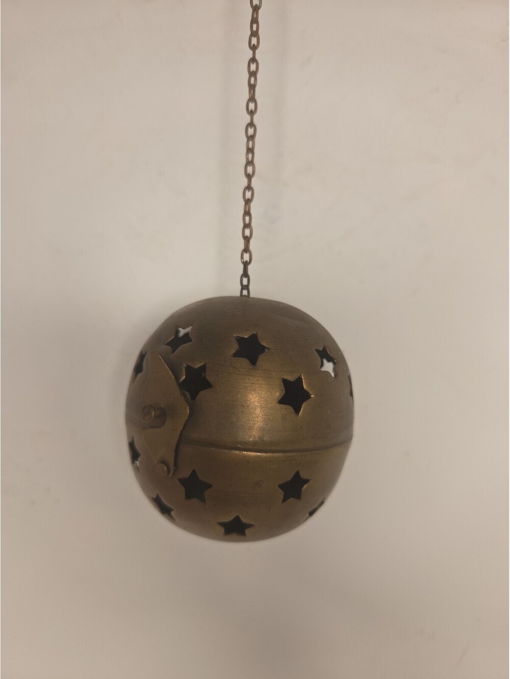 Vintage Metal Brass Copper Hanging Celestial Orb Luminary Decoration 4" Goth